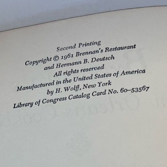 Brennan’s New Orleans Cookbook Hardcover Vtg Classic Fair Condition 2nd Ed. 60’s - Picture 4 of 6